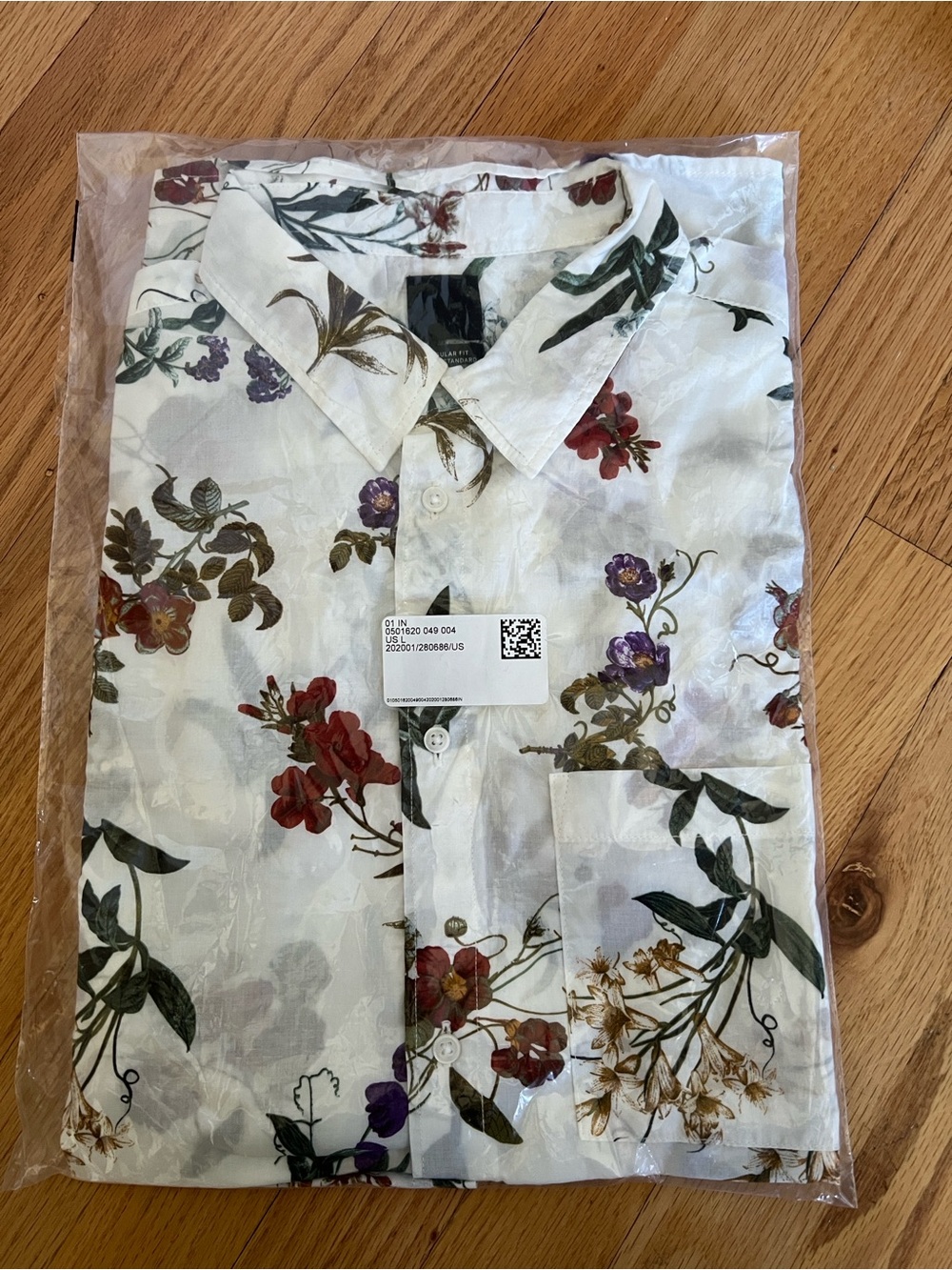 H&M botanical cotton short sleeve button up L